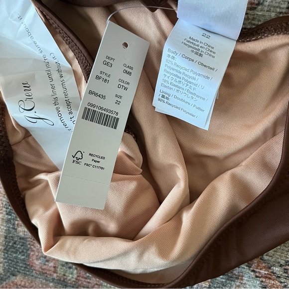 J. Crew O-Ring V-Neck One Piece Swimsuit Size 22 NWT Brown - Picture 6 of 9